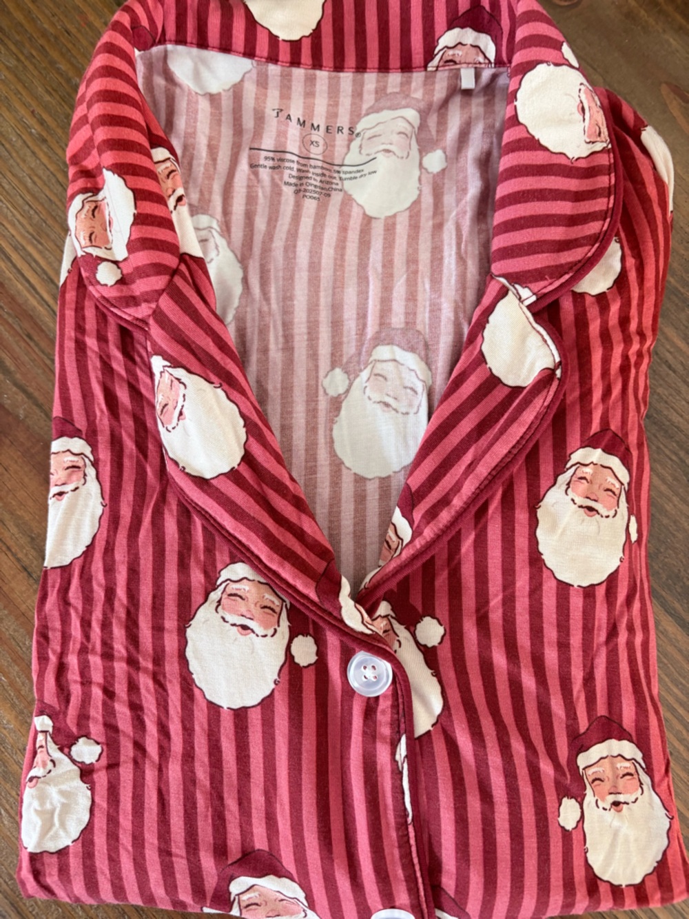In My Jammers Santa Women's Pajama Set XS Bamboo 2 Pce Shirt & Pants Xmas - Picture 4 of 6